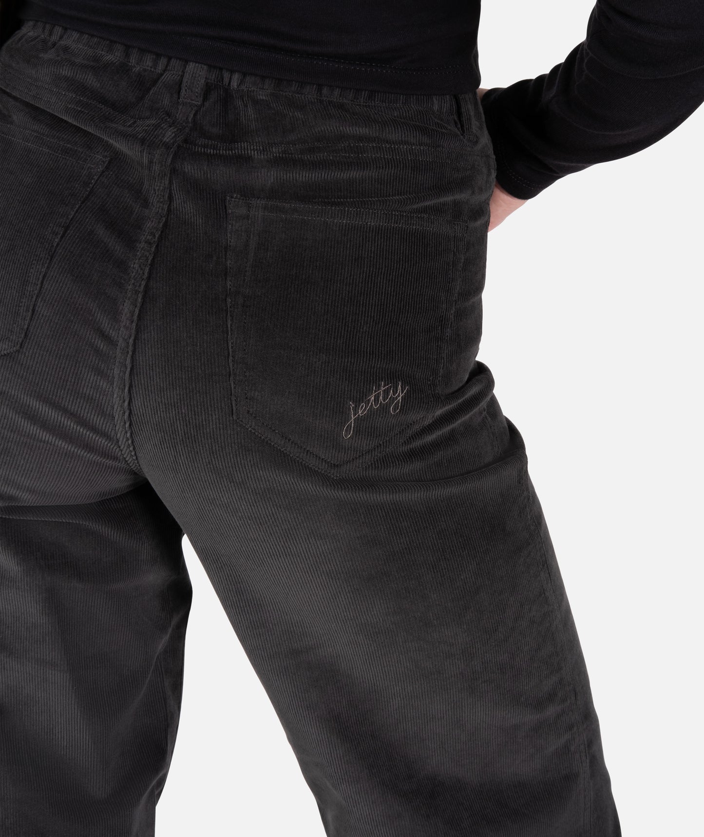 Jetty Whaler Corduroy Wide Leg Pants - Charcoal