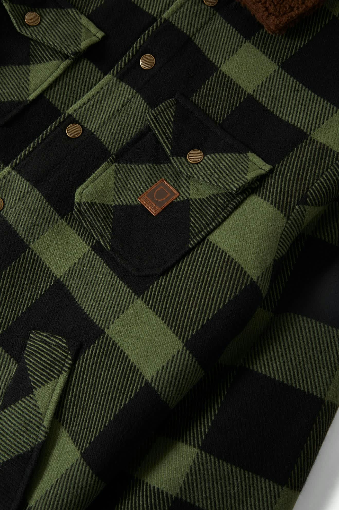 Brixton Durham Sherpa Lined Flannel Jacket - Wild Green