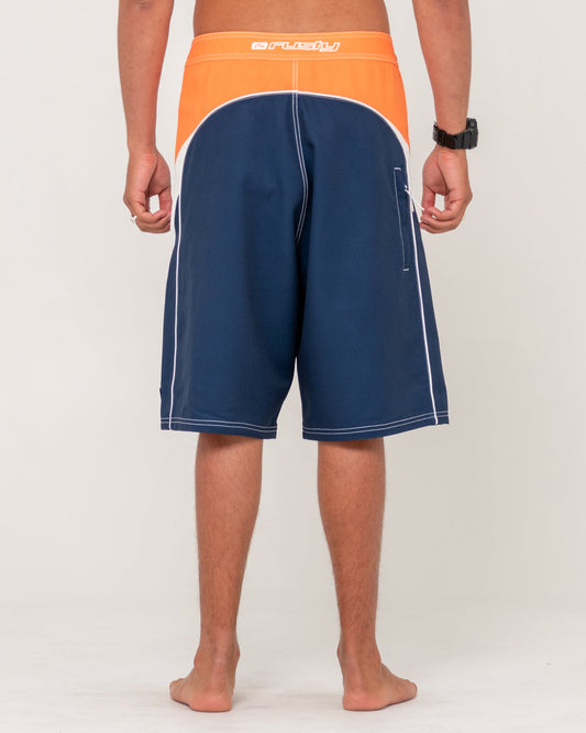 Straight Pipe Fixed Waist Boardshort - Navy Blue