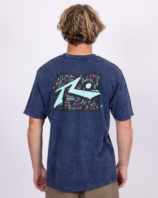 Zig Zag S/S Tee - Navy Acid