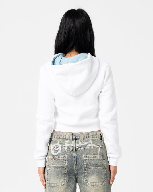Rusty Mccop Crop Zip Thru Hooded Fleece - White