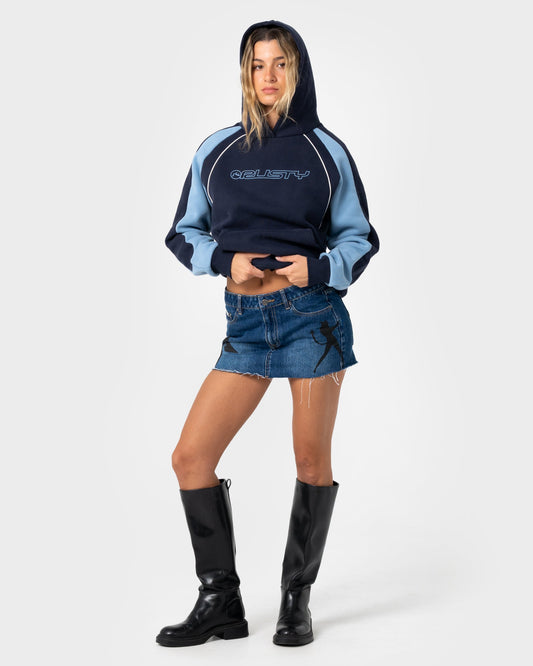 Rusty Black Splice Oversized Hooded Fleece - Navy