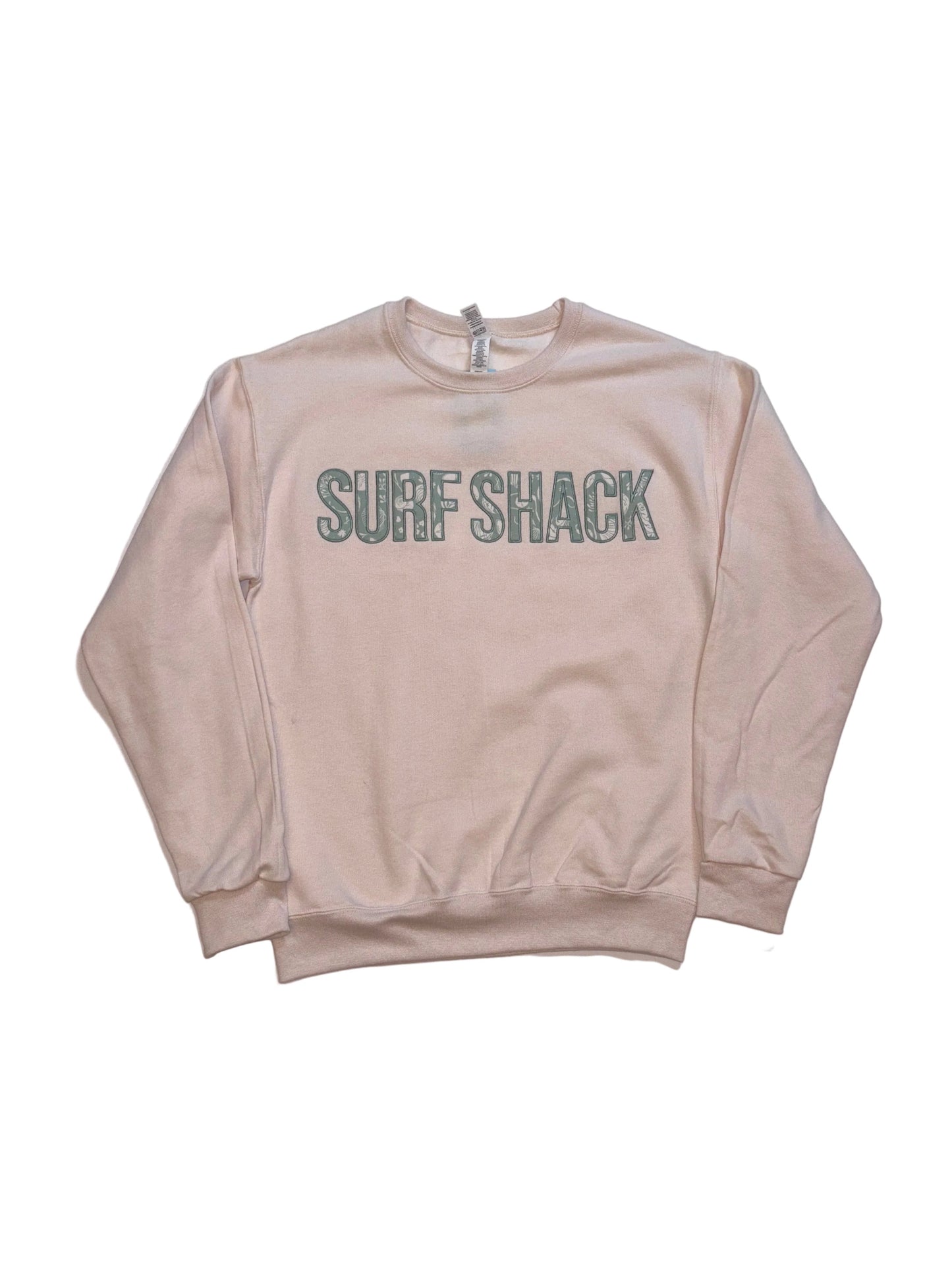 Surf Shack Custom Embroidered Crew Neck - Green Shells / Cream