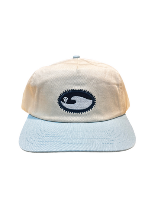 Sundaze Oval Wave Teal and Creme Cotton 5 Split Panel Hat