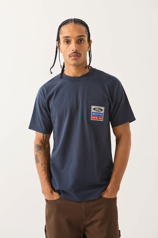 Brixton x Ford Service Dept. Pocket Tee - American Navy