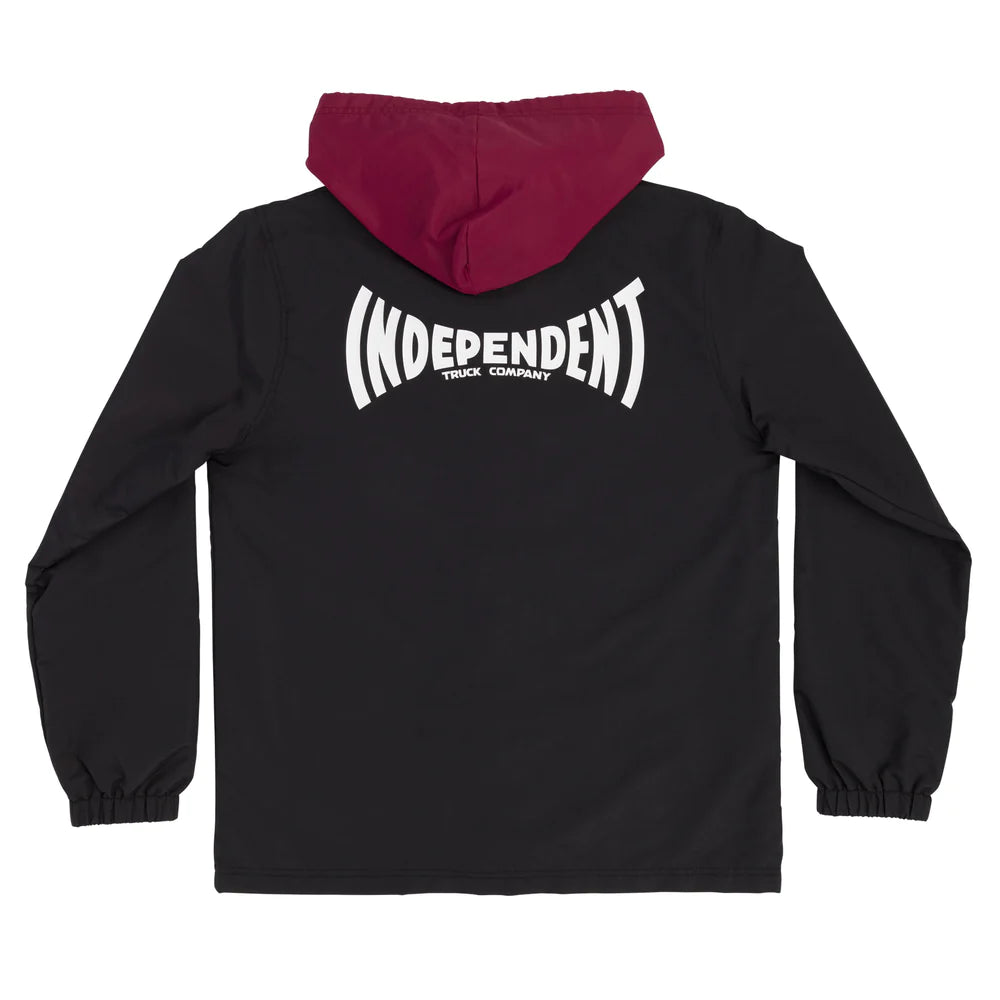 Independent Span Hooded Windbreaker Jacket - Black/Burgundy