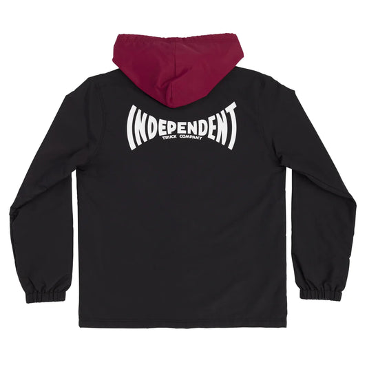 Independent Span Hooded Windbreaker Jacket - Black/Burgundy