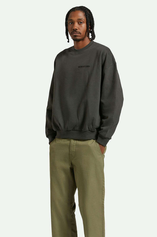 Brixton Embroidered Heavyweight Crewneck - Washed Black