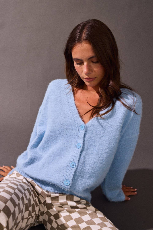 Soft Brushed Button-Up Cardigan