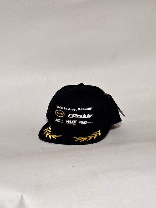 HUF x GReddy Team Snapback Hat - Black