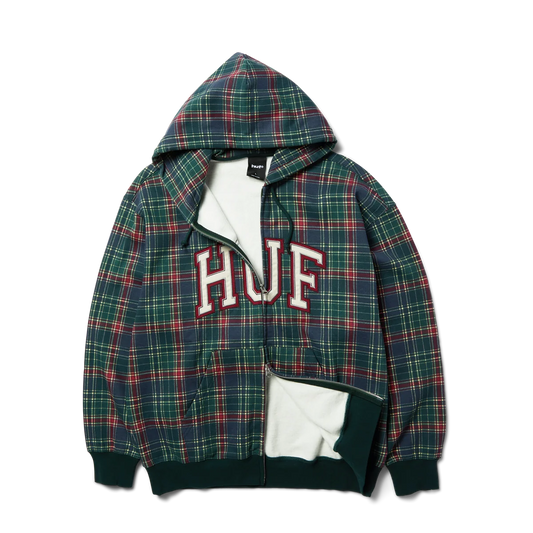 HUF Arch Plaid FZ Heavyweight Hoodie - Forest