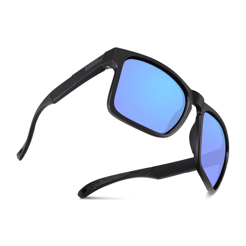 Cassette Optics Banks Pro Sunglasses - Matte Black / Skye Blue Mirror Color Boost Polarized Lens