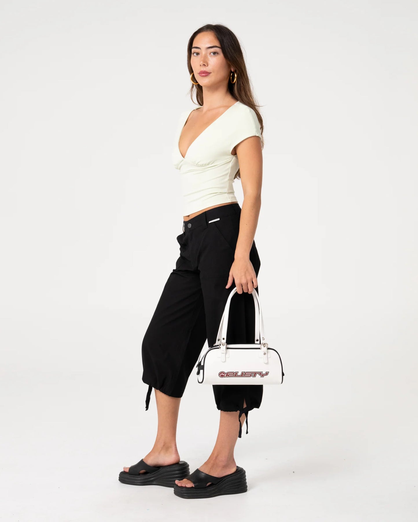 Cameron Low Rise Relaxed Capri Pant - Black