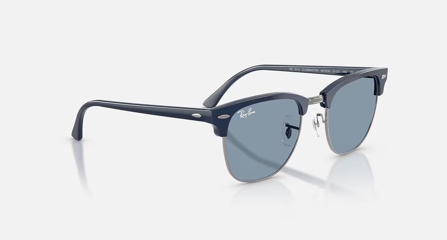 Clubmaster Matte Blue on Gunmetal w/ Blue Lens RB3016