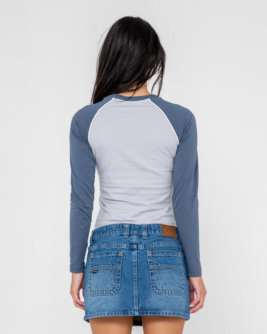 Rusty Timmy Target L/S Fitted Tee - Retro Blue