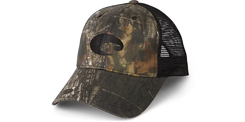 Costa Mossy Oak Camo Trucker Hat - Black