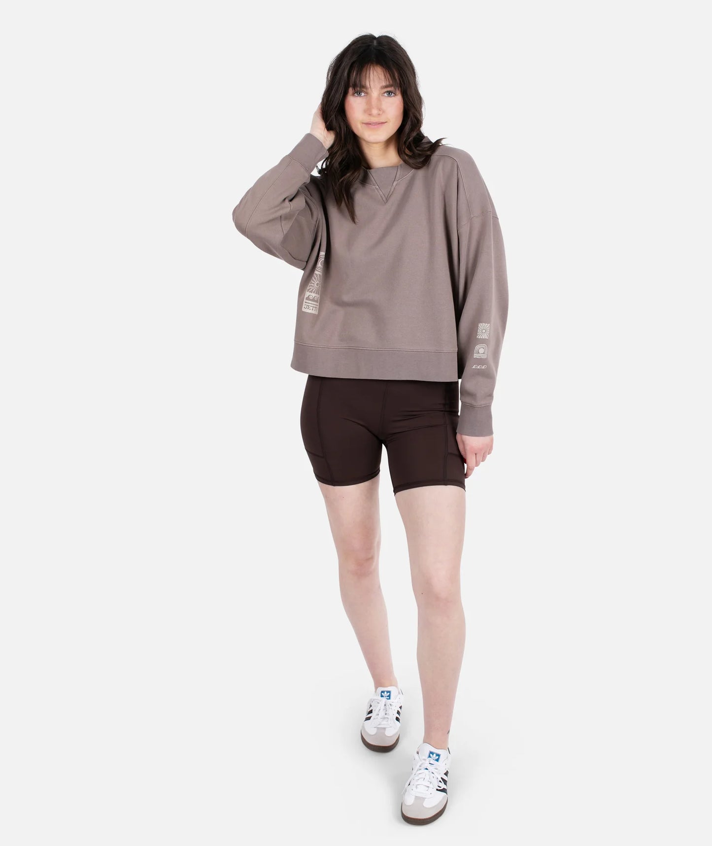 Happy Place Crewneck Sweatshirt - Brown