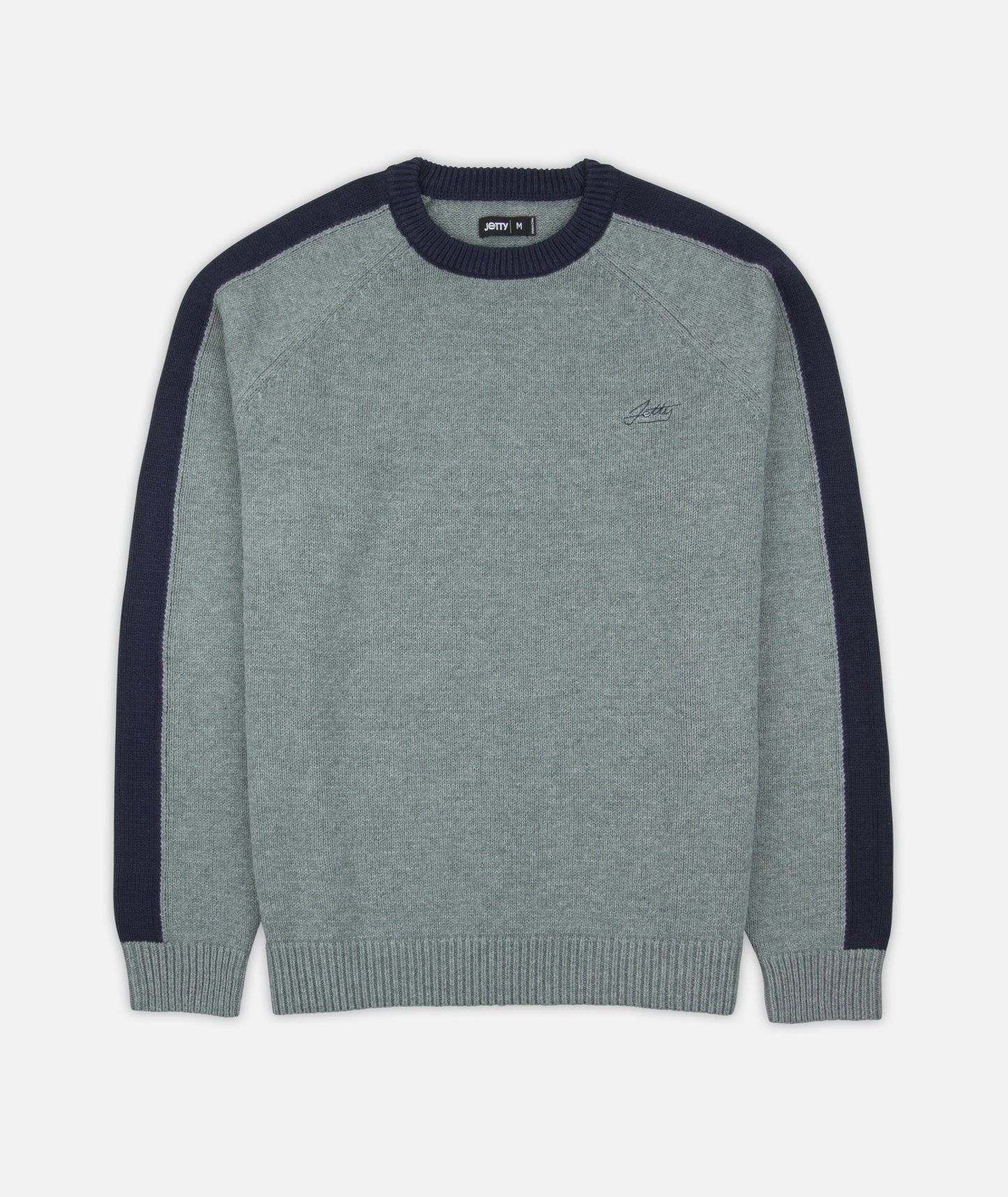 Nova Striped Sleeve Sweater - Heather Grey