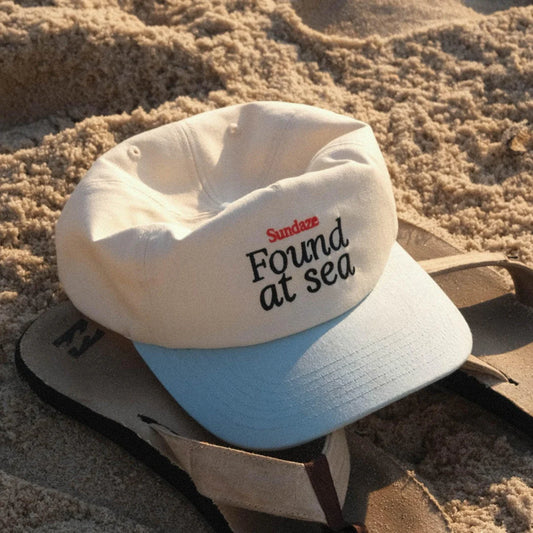 Sundaze Found at Sea Teal Blue and White Cotton 5 Split Panel Hat