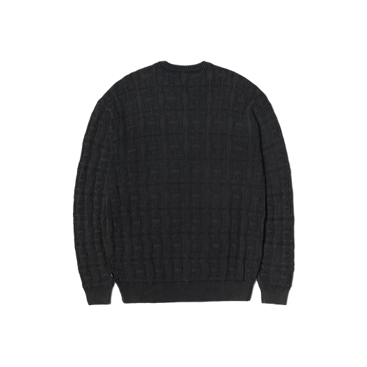 HUF Interlaced Jacquard Overdyed Crew - Black