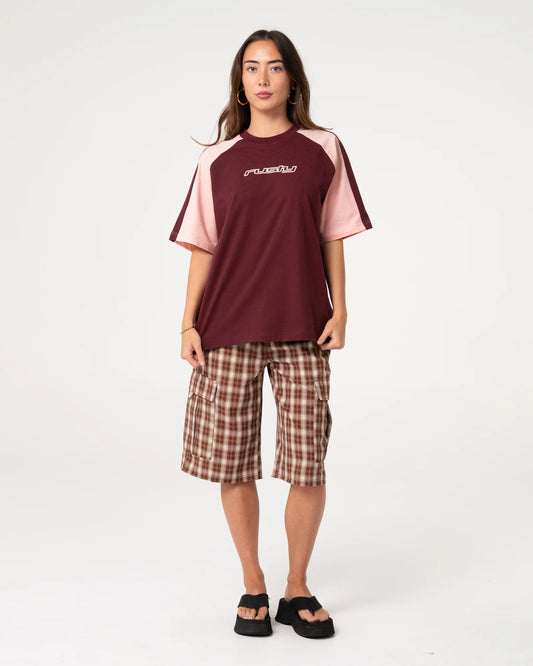 Rusty Klooney Oversize Tee - Burgundy / Pink