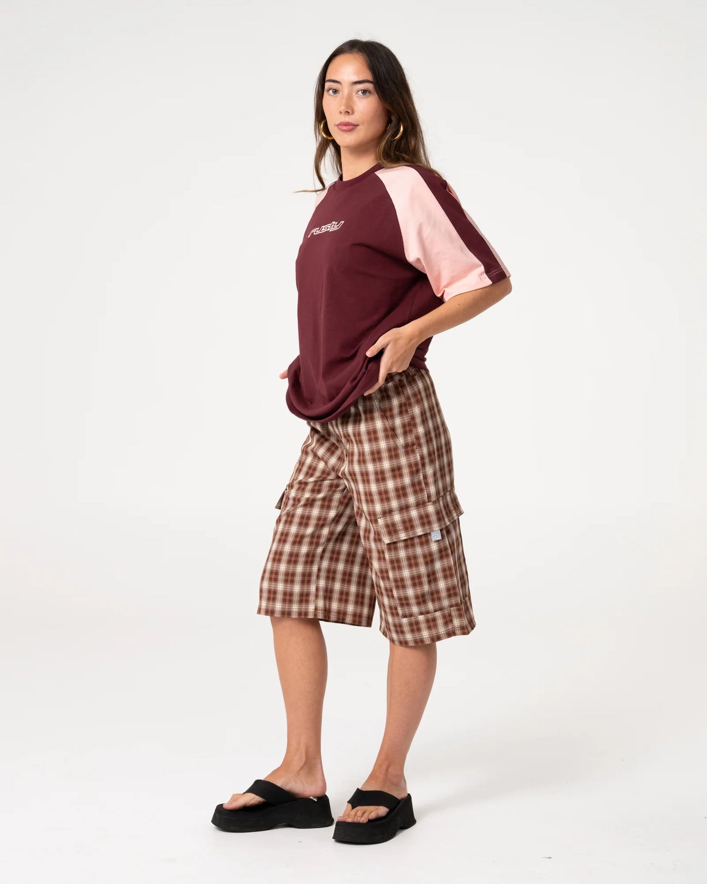 Rusty Klooney Oversize Tee - Burgundy / Pink