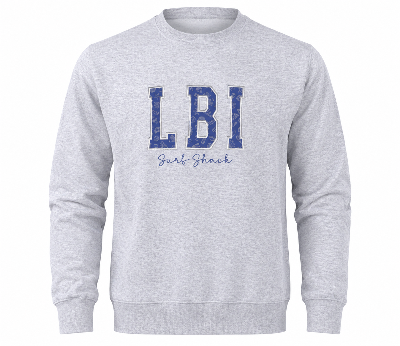 Surf Shack LBI Custom Embroidered Crew Neck - Blue Shells / Heather