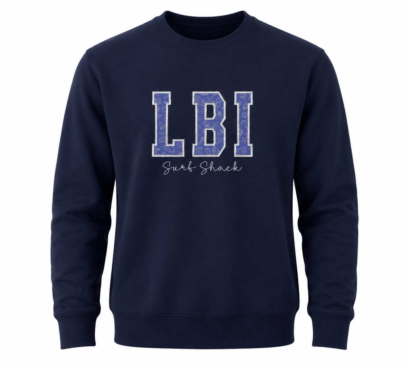 Surf Shack LBI Custom Embroidered Crew Neck - Blue Shells / Navy