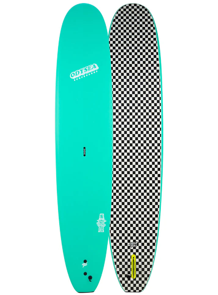 10'0" Odysea Plank Single Fin - Turquoise/Checkers