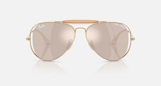 Ray-Ban x Dolce & Gabbana The Outdoorsman RB3029M 58mm Aviator Polished Arista Gold w/ Clear Mirror White Gold
