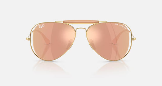 Ray-Ban x Dolce & Gabbana The Outdoorsman RB3029M 54mm Aviator Arista Gold Polished w/ Dark Brown Mirror Rose Gold