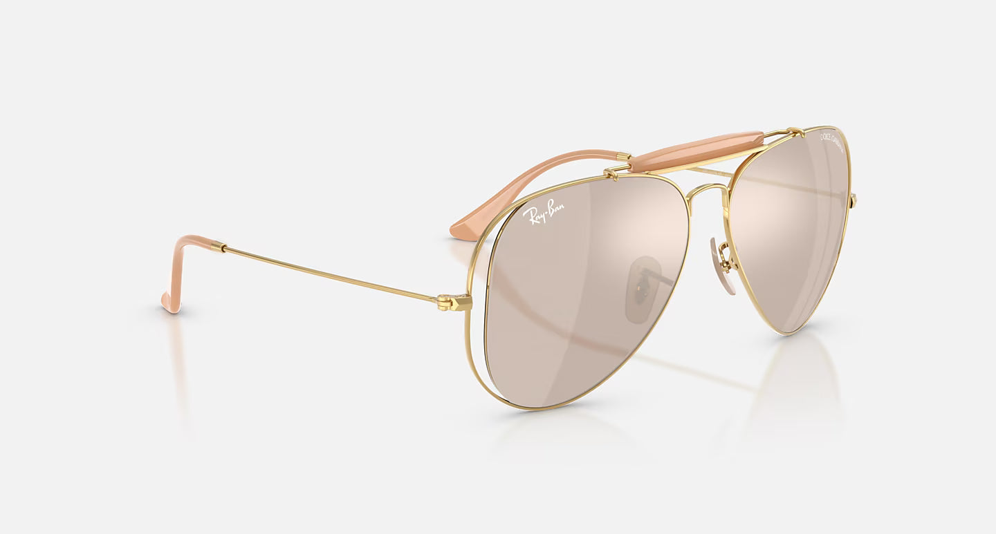 Ray-Ban x Dolce & Gabbana The Outdoorsman RB3029M 58mm Aviator Polished Arista Gold w/ Clear Mirror White Gold