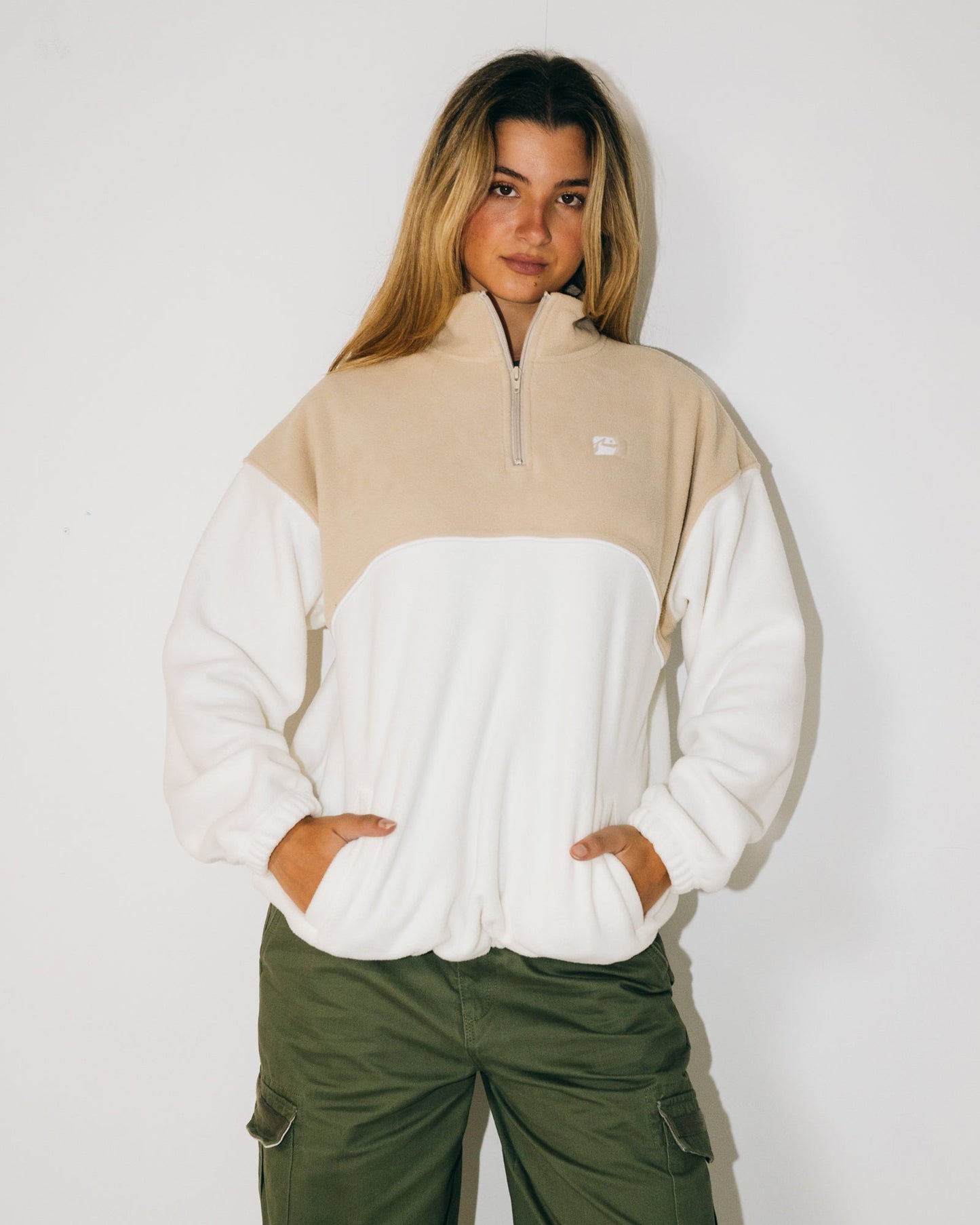 Tonal Division Half Zip H/Z Polar Fleece - Oatmeal