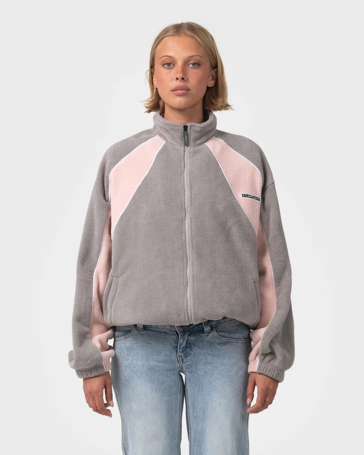 Rusty Two Sides Zip Through Sherpa Fleece - Pink A Boo/Grey
