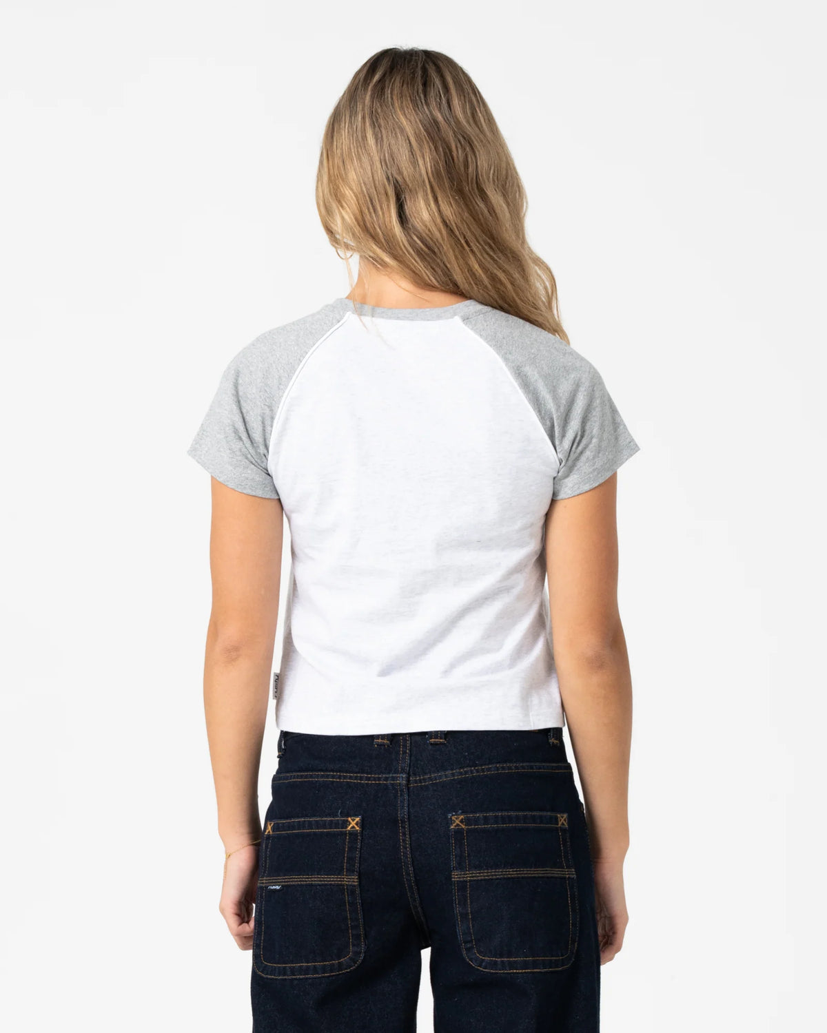 Rusty Archived Raglan Baby Tee - Ecru Marle/Grey