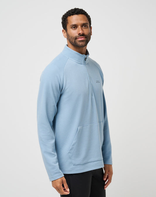 Performance Waffle Quarter Zip - Dusty Blue