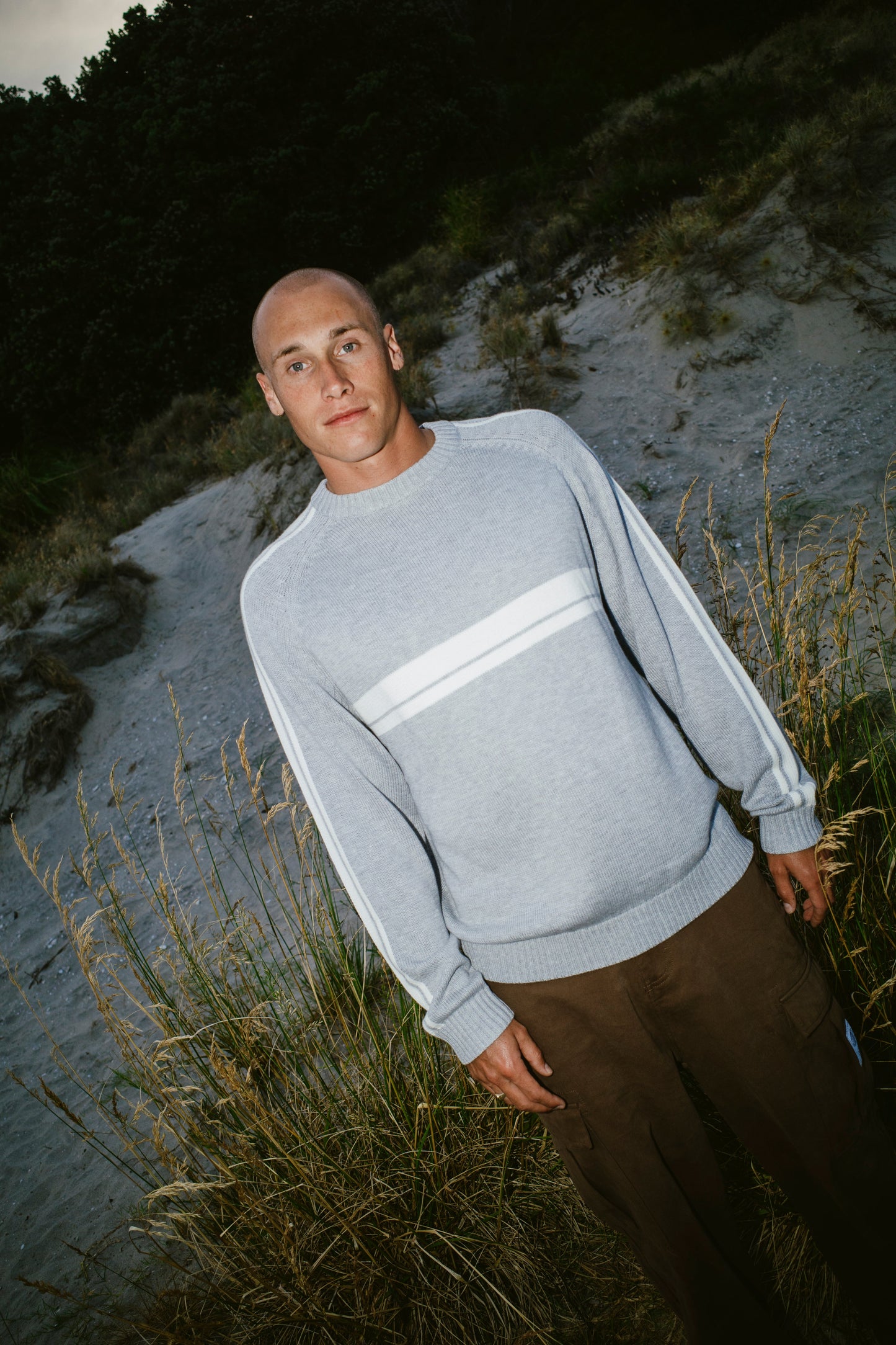 White Lines 2.0 Knitted Crew - Grey Marble