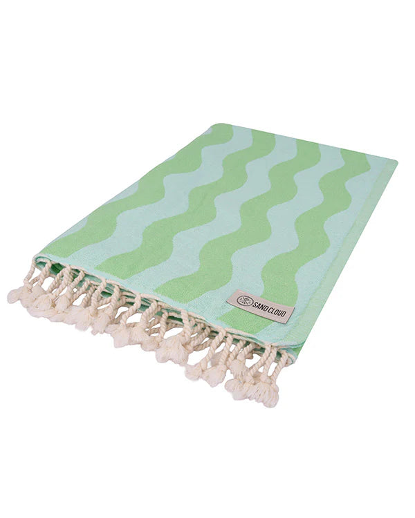 Sand Cloud Rumble Waves Beach Towel - Lime - Regular