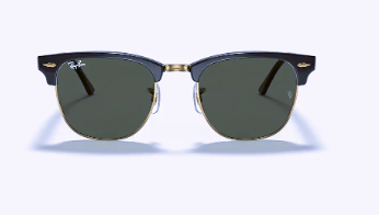 Ray-Ban Clubmaster Black On Arista w/ G-15 Green Polar 55