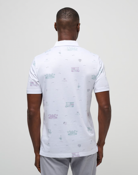 Tiki Mapes Print Polo - White
