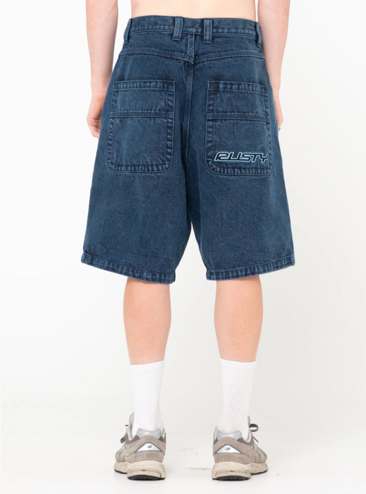 Rusty Flip Daddy Tapeless Jort - Overdyed Blue