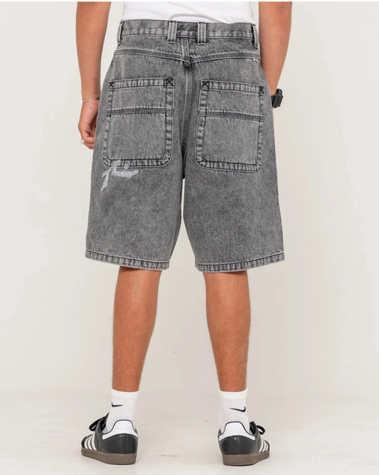 Rusty Stitch Up Jort - Washed Black