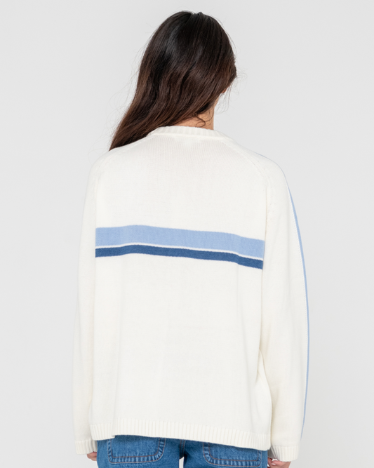 White Lines Crewneck Knit - Coconut Cream