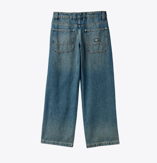 Dickies Women's Mechanic Denim Loose Fit Jean - Khaki Tinted Blue