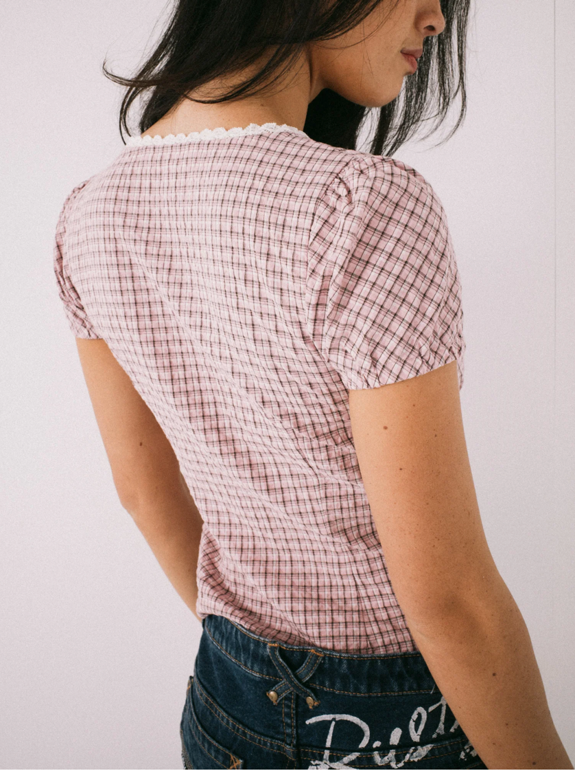 Peggy Sue Button Down Blouse - Pink-A-Boo