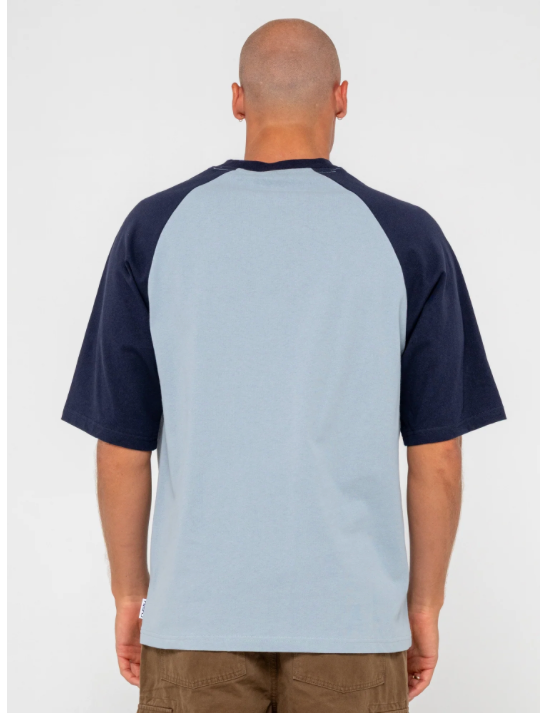 Bubble Raglan Short Sleeve Tee - Smoke Blue