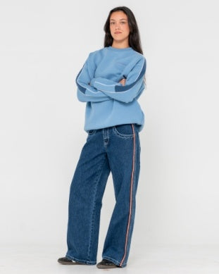 Two Timer Panelled Crew Fleece - Glacier Lake Blue