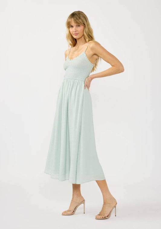 Spaghetti Strap V-Neck Midi Dress - Mint Green