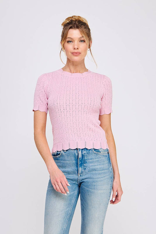 Pointelle Knit Top Pink