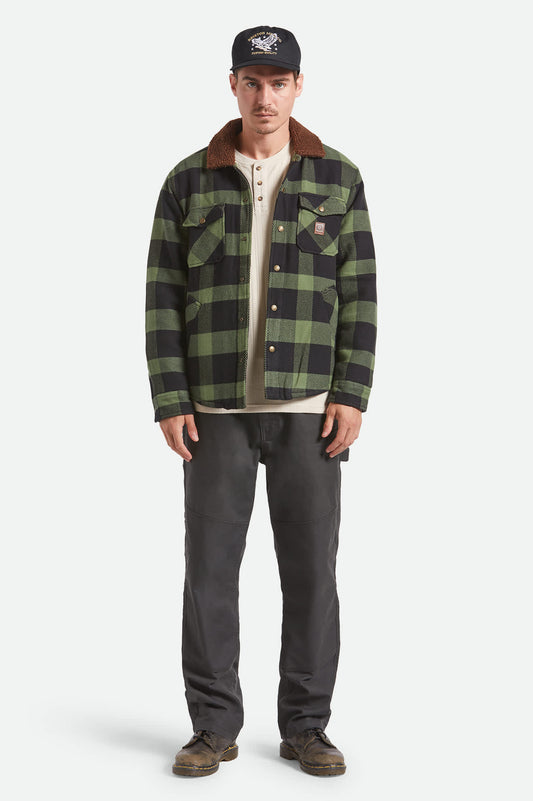 Brixton Durham Sherpa Lined Flannel Jacket - Wild Green